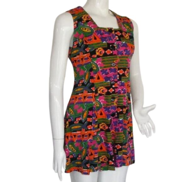 DASHERS Romper, M, Bold Print, Multicolor, VINTAGE, Shorts Sleeveless Geometric - Picture 3 of 15